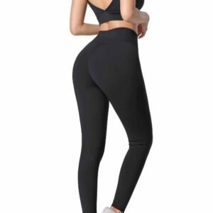 leggings gym ສີ ດໍາ ມີ ຖົງ
