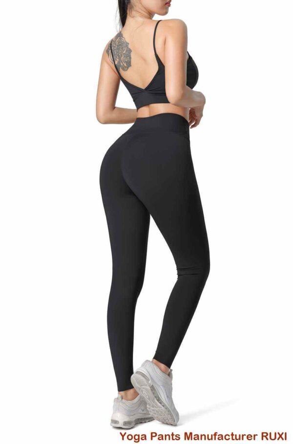 leggings gym ສີ ດໍາ ມີ ຖົງ